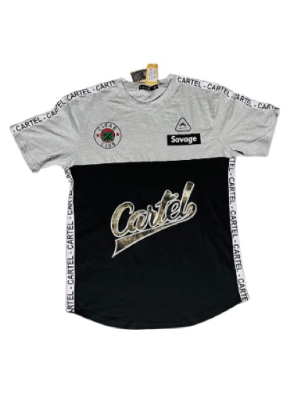 Focus NWT Cartel Savage Two-Tone Black & Gray Short Sleeve Tee
